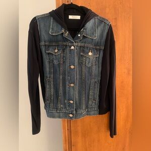 Bailey 44 Denim Vest Jacket with Black Hoodie Sleeves